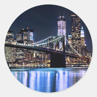 Adesivo Vista do reflexo da ponte do Brooklyn em Nova Iorq