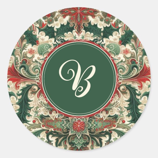 Adesivo Vitoriano Personalizado/Clássico/Natais vintages (Frente)