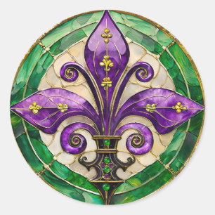 Adesivo Vitral Mardi Gras Fleur de lis 