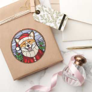 Adesivo Vitraux de Natal Shiba Inu