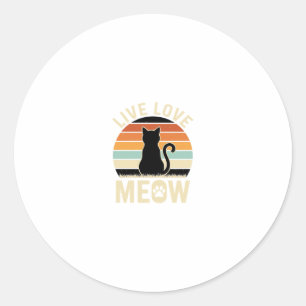 Adesivo Viva Ame o Gato Vintage Design de Pôr do Sol de Ga