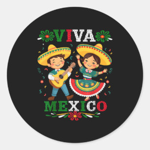 Adesivo Viva México Menino e Menina Mexicanos de Desenho A