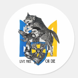 Adesivo Viver Livre Ou Morrer Bandeira Da Ucrânia Cossaco
