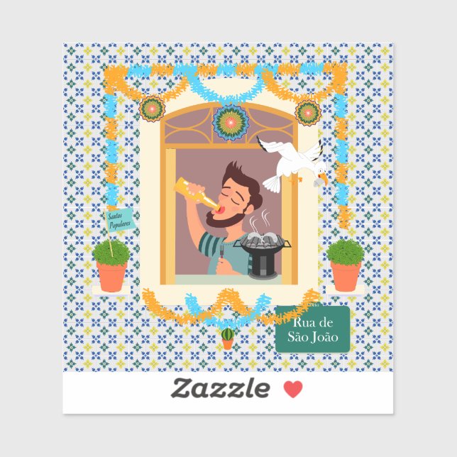 Adesivo Vizinho da Festa Português do santo John Português (Folha)