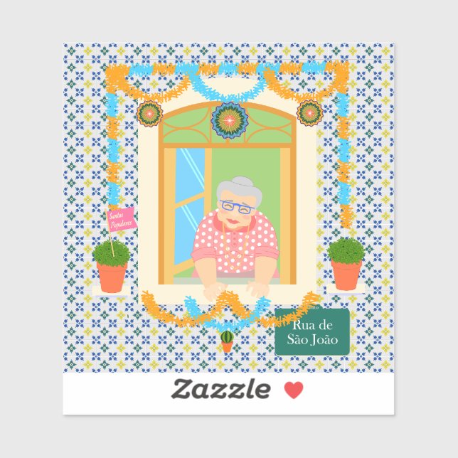 Adesivo Vizinho da Festa Português do santo John Português (Folha)