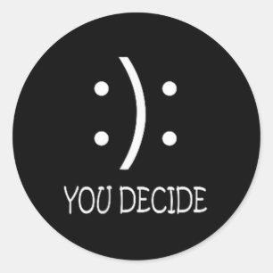 Adesivo Você Decide - Rosto Feliz Ou Triste - Preto - Uni 
