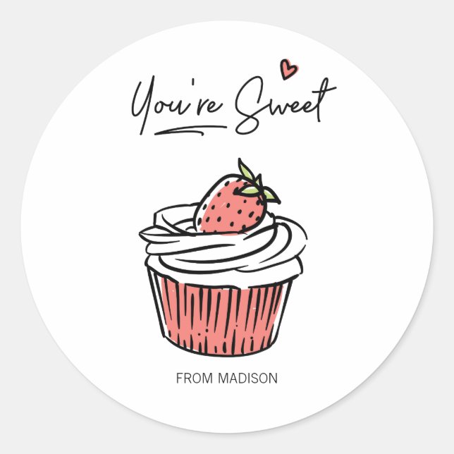 Adesivo Você é doce Cupcake Namorados Sticker (Frente)