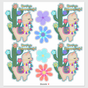 Adesivo Você é Luz!   Lamas e flores adoráveis