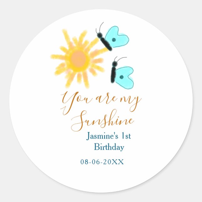 Adesivo Você é minha borboleta azul-alaranjada (Frente)