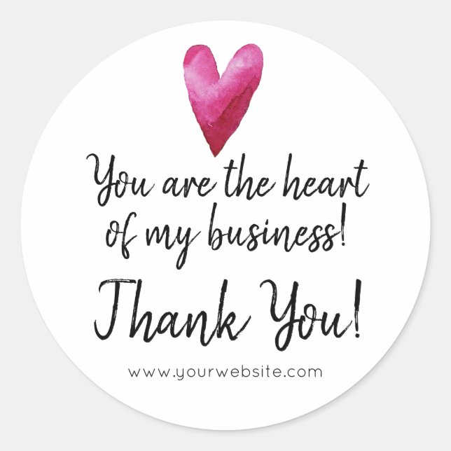 Adesivo Você é o coração do meu negócio Obrigado (Frente)