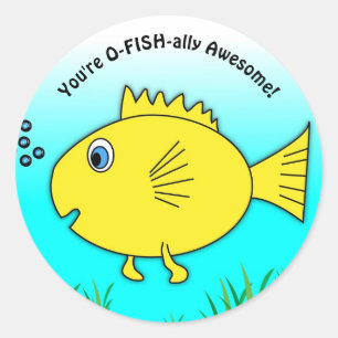 Adesivo Você é O-Fish-ally Incrível Nadando Peixe de Ou