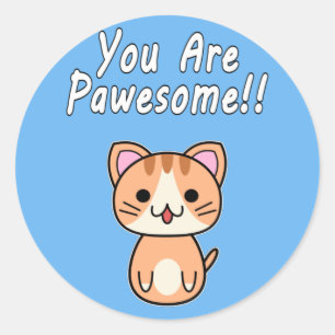 Adesivo Você é Pawesome!! Gato Tabby Gengibre Escrita Bran