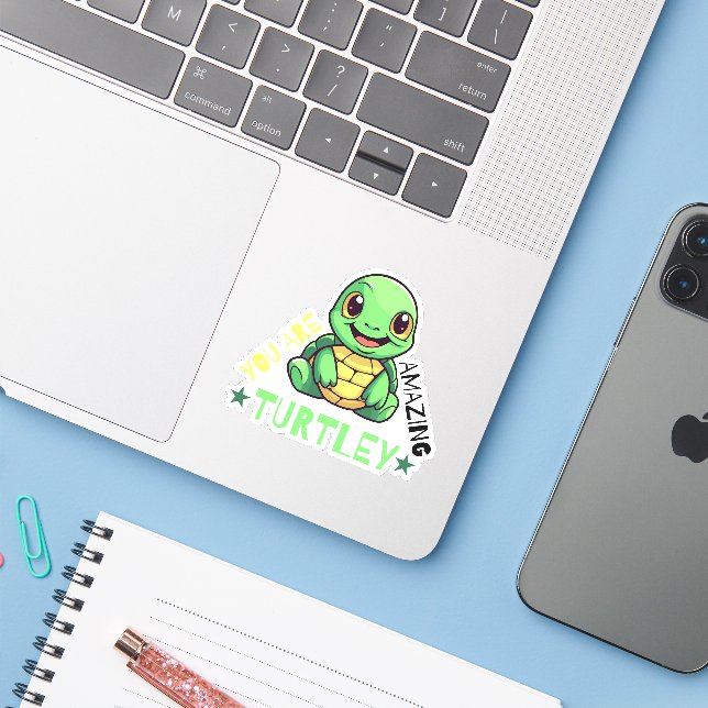Adesivo Você É Turtley Incrível Turtle Puns (Notebook com iPhone)