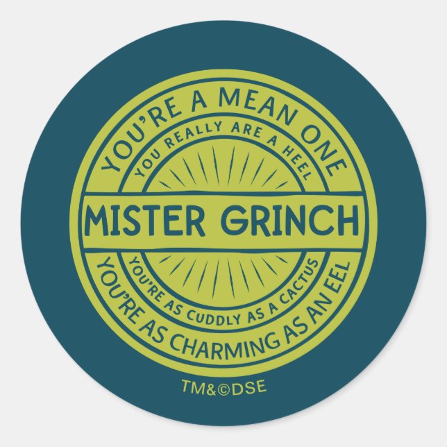 Adesivo Você É Um Mau Sujeito Senhor Grinch Citação (Frente)