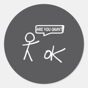 Adesivo Você Está Bem_ Cartoon Stickman Ajuda Sarcástico E