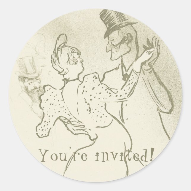 Adesivo Você está convidado | Lautrec — casal dançante (Frente)