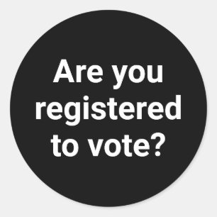 Adesivo Você está registrado para votar? Branco e preto pe