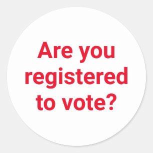 Adesivo Você está registrado para votar? Vermelho e branco