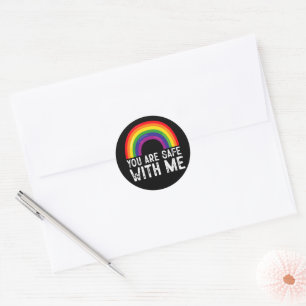 Adesivo Você Está Seguro Comigo Mês do Orgulho LGBTQ Arco-