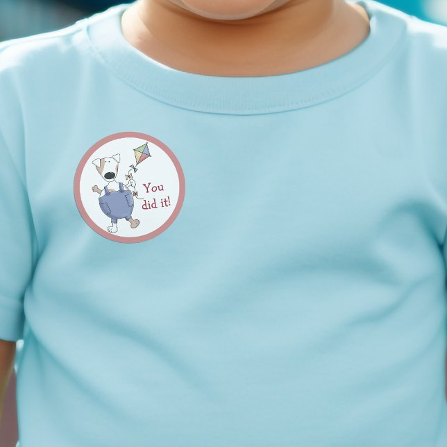 Adesivo Você Fez Um Cachorro De Cachorro Bonito (You Did It Cute Kite Puppy Dog Reward Classic Round Sticker)
