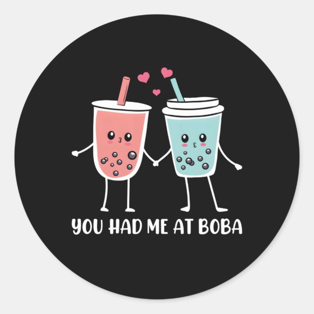 Adesivo Você Me Teve Em Boba Bubble Tea Kawaii Bubble Milk (Frente)