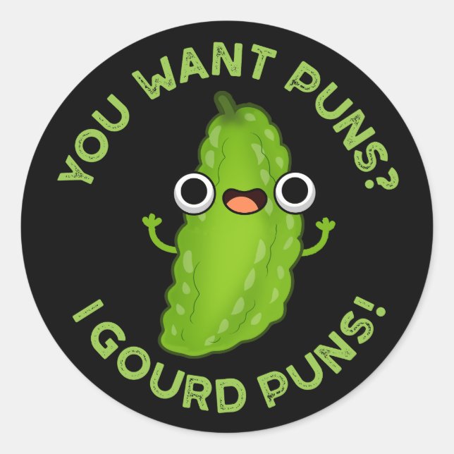 Adesivo Você quer trocadilhos I Gourd Puns Veggie Pun Dark (Frente)