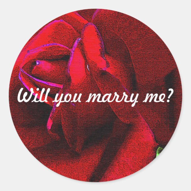 Adesivo "Você vai me casado" na rosa vermelha? (Frente)