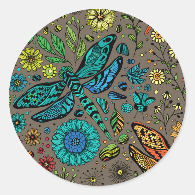 Adesivo Voe, voe libélula em marrom (Frente)