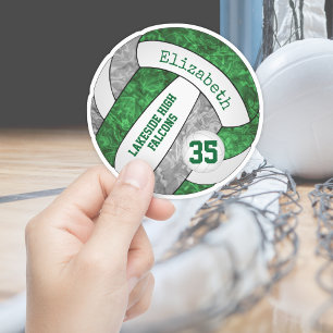Adesivo vôlei de cinza verde com nome mascote escolar