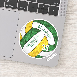 Adesivo vôlei de ouro verde com nome de mascote escolar