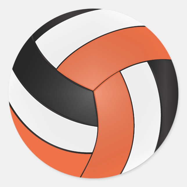 Adesivo Volei Laranja, Branco e Preto (Frente)