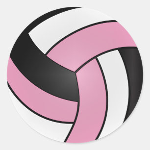 Adesivo Vôlei Rosa Bebê, Branco e Preto