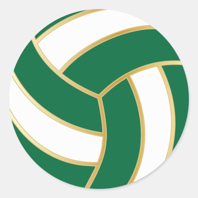 Adesivo Volei Verde Escuro, Dourado e Branco (Frente)