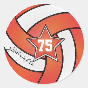 Adesivo Voleibol Laranja e Branco DIY Nome e número