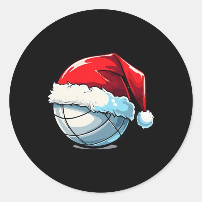 Adesivo Voleibol Natal Santa Hat Engraçado Voleibol Lo (Frente)