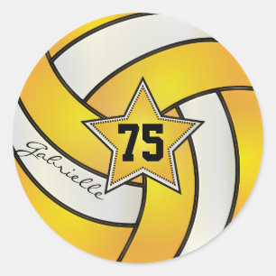 Adesivo Voleibol Ouro Amarelo e Branco  Texto "MAL"