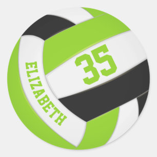Adesivo voleibol personalizado preto de verde limão bonit