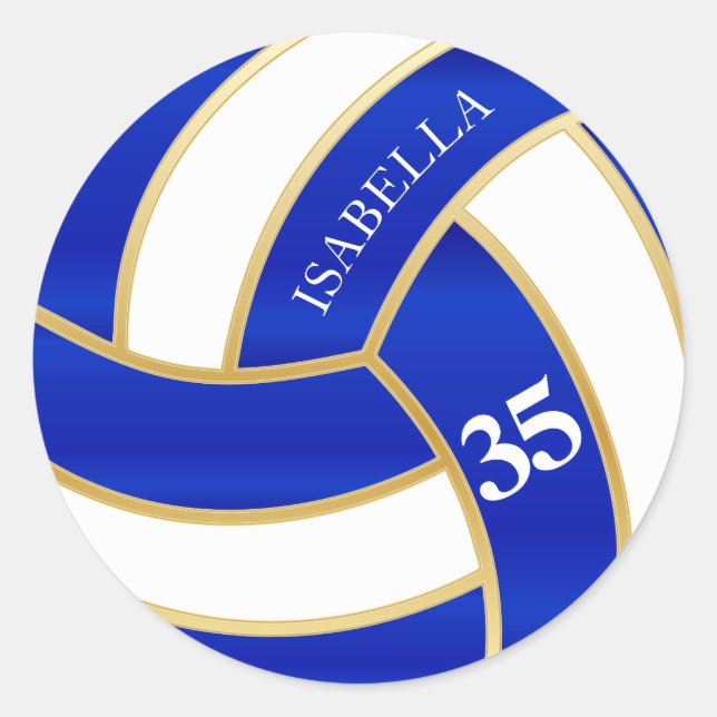 Adesivo Voleibol Real Azul, Dourado e Branco - Personaliza (Frente)