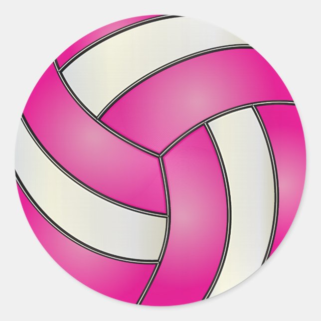 Adesivo Voleibol Rosa Quente e Branco (Frente)