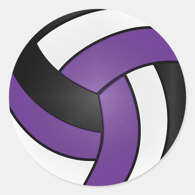 Adesivo Voleibol Roxo, Branco e Preto (Frente)