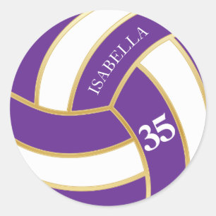 Adesivo Voleibol roxo, Dourado e branco- Personalizar