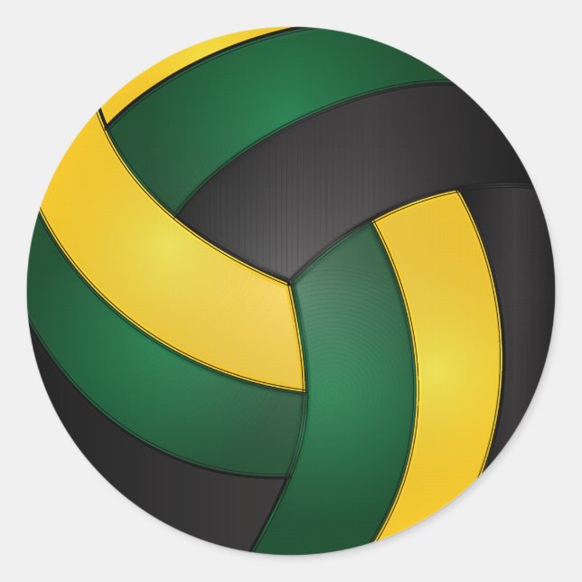 Adesivo Voleibol Verde escuro, Dourado Amarelo e Negro (Frente)