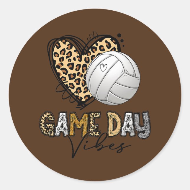 Adesivo Volleyball Game Day Vibes Leopard Volleyball Mom (Frente)