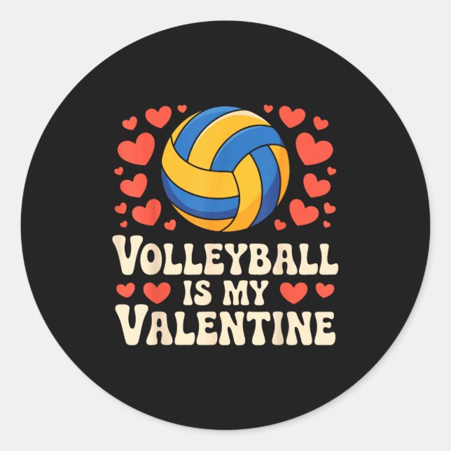 Adesivo Volleyball Is My Valentine Romantic Valentines Day (Frente)