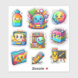 Adesivo Voltar à Escola conjunto de 9 elementos coloridos