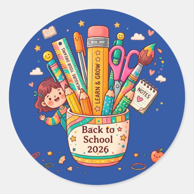 Adesivo Voltar à Escola Personalizado 2026 (Frente)