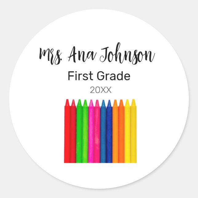 Adesivo Voltar aos lápis da escola adicionar classe de nom (Frente)