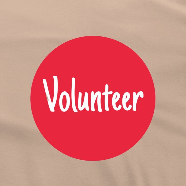 Adesivo Voluntário Simples Vermelho e Branco (Red and white Volunteer sticker badge.)
