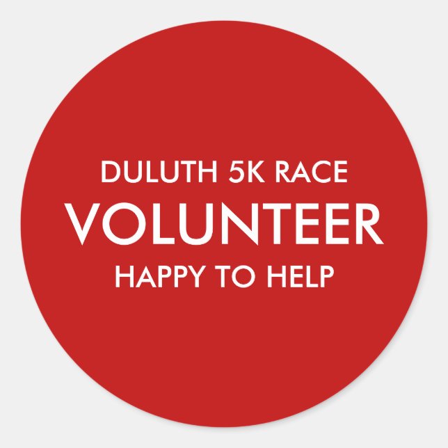 Adesivo Voluntário Vermelho Personalizado (Frente)