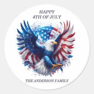 Adesivo Voo da Águia Americana Careca Feliz 4 de Julho 